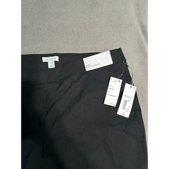 Liz Claiborne 18 April Black Flat Front Pull On Slim Leg Ankle - Picture 2 of 7
